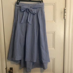 Blue and white checked skirt
